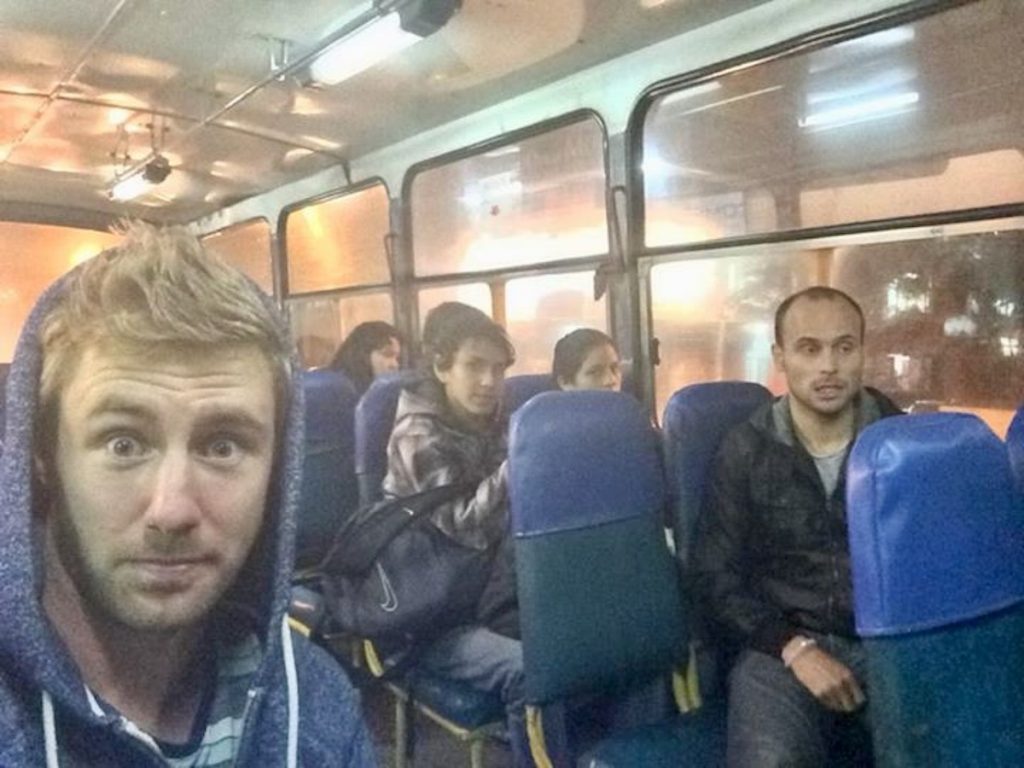 Tourists on a night bus