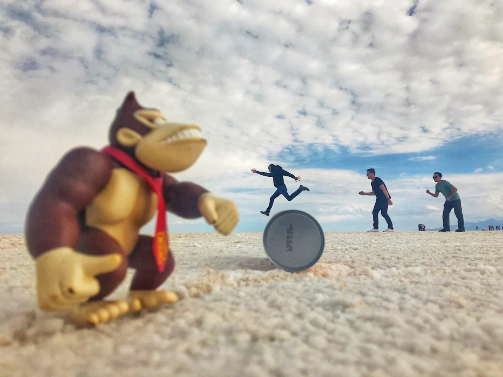 Distorted desert images in the Bolivia Salt Flats of Salar De Uyuni