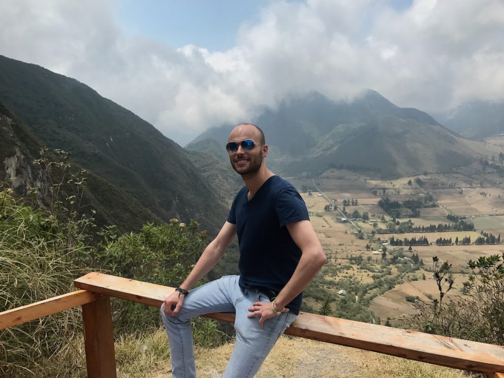 Man posing at Pululahua Volcano
