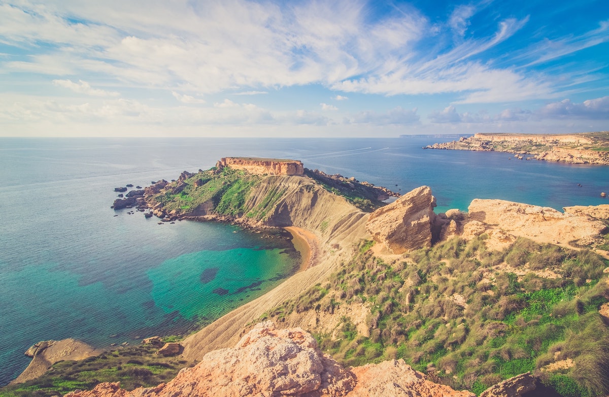 Large rock overlooking the Maltese Sea