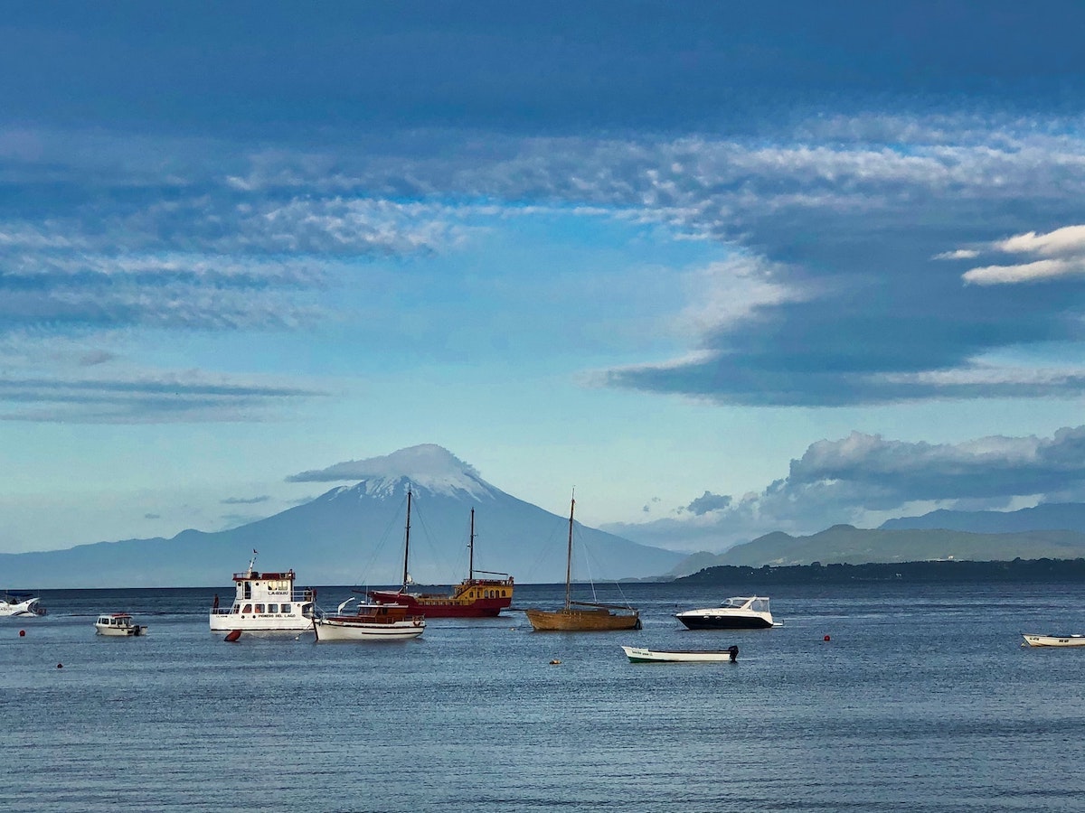 View of Osorno Volcano from Llanquihue Lake in Puerto Varas, Chilean Patagonia
