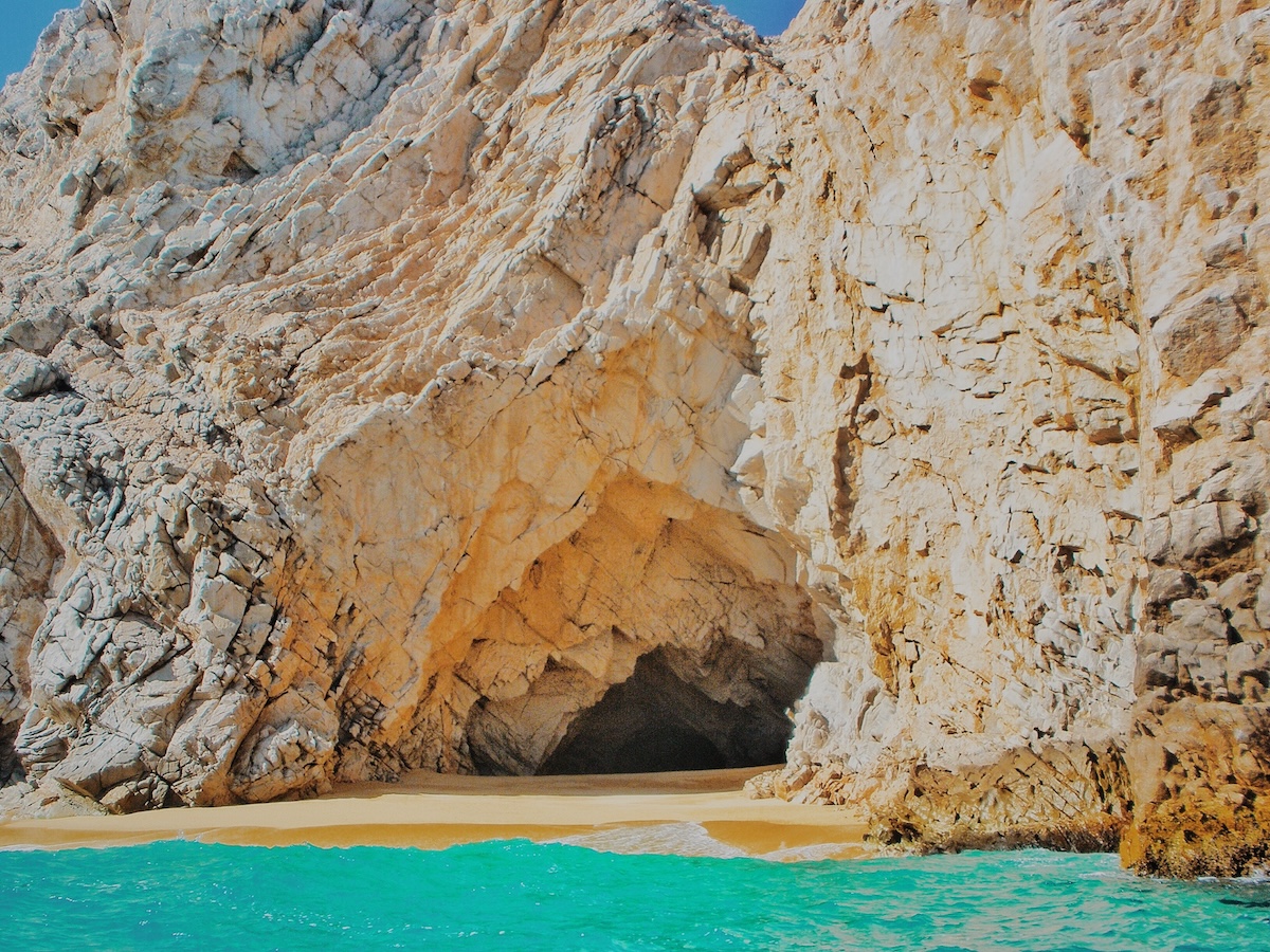 White cave around sea