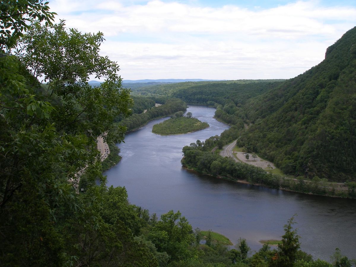 A valley with lush greenery surrounding it