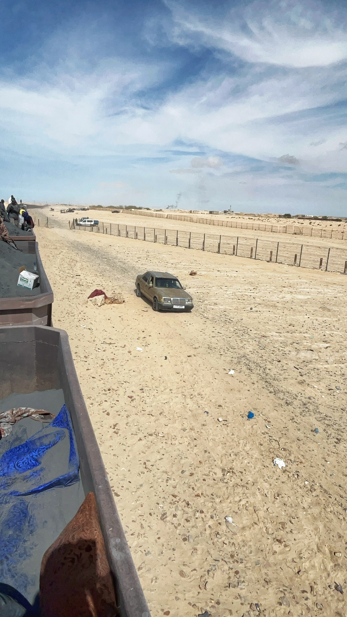 Iron ore train arriving in Nouadhibou