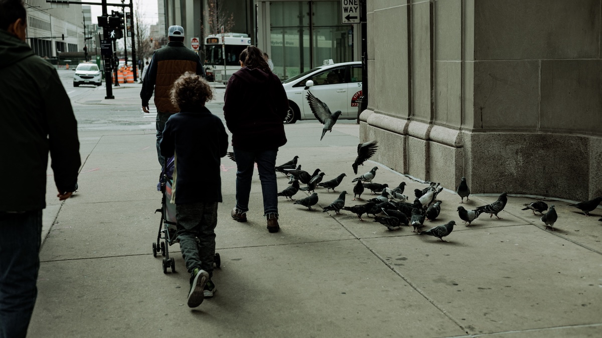 A small family enjoying travel in Chicago