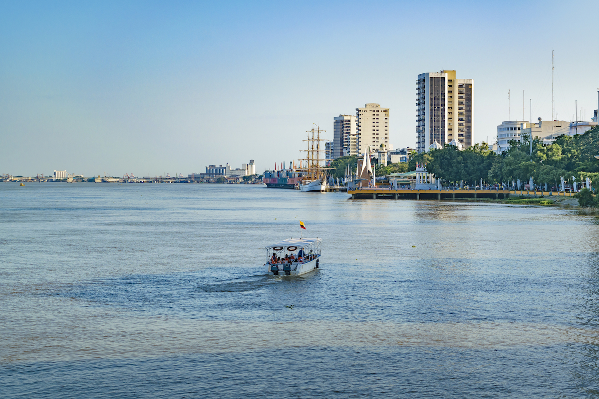 Guayas river and Malecon typical view at Guayaquil, Ecuador