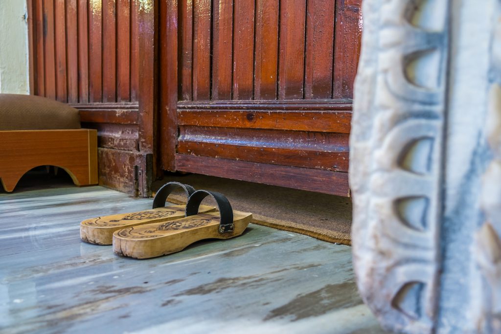 Wooden sandals for hammam in Istanbul, turkey